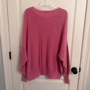 Women’s Aerie Beyond Oversized Rib Tunic Sweater Pink Preppy Chic Lounge School